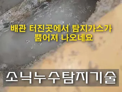 대구 수성구 지산동 누수 현장의 벽 아래 바닥 틈과 거품