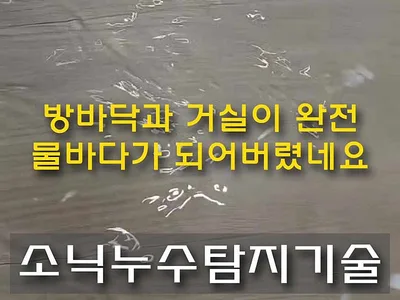 대구 달서구 감삼동 누수 현장의 물이 고인 실내 바닥